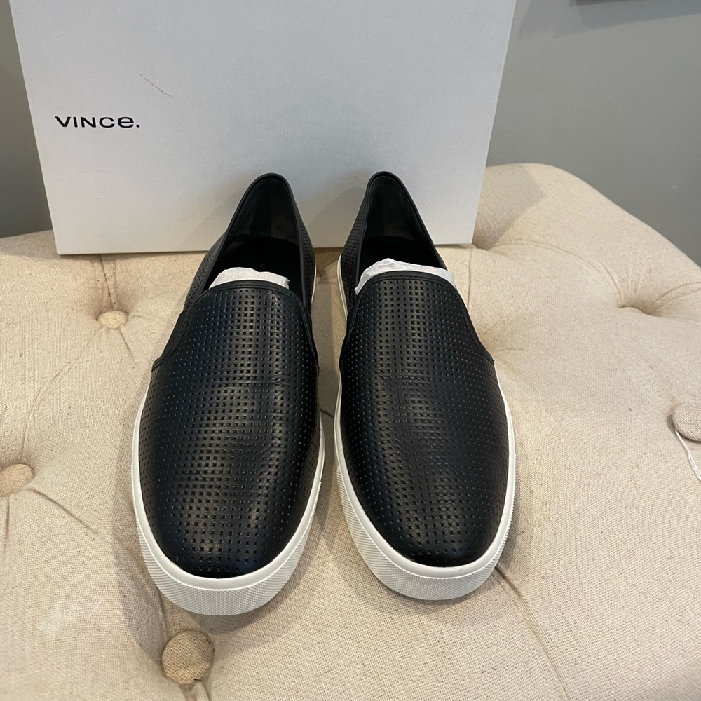Vince Blair Black Perforated Slip On Sneaker - NEW never worn size 8